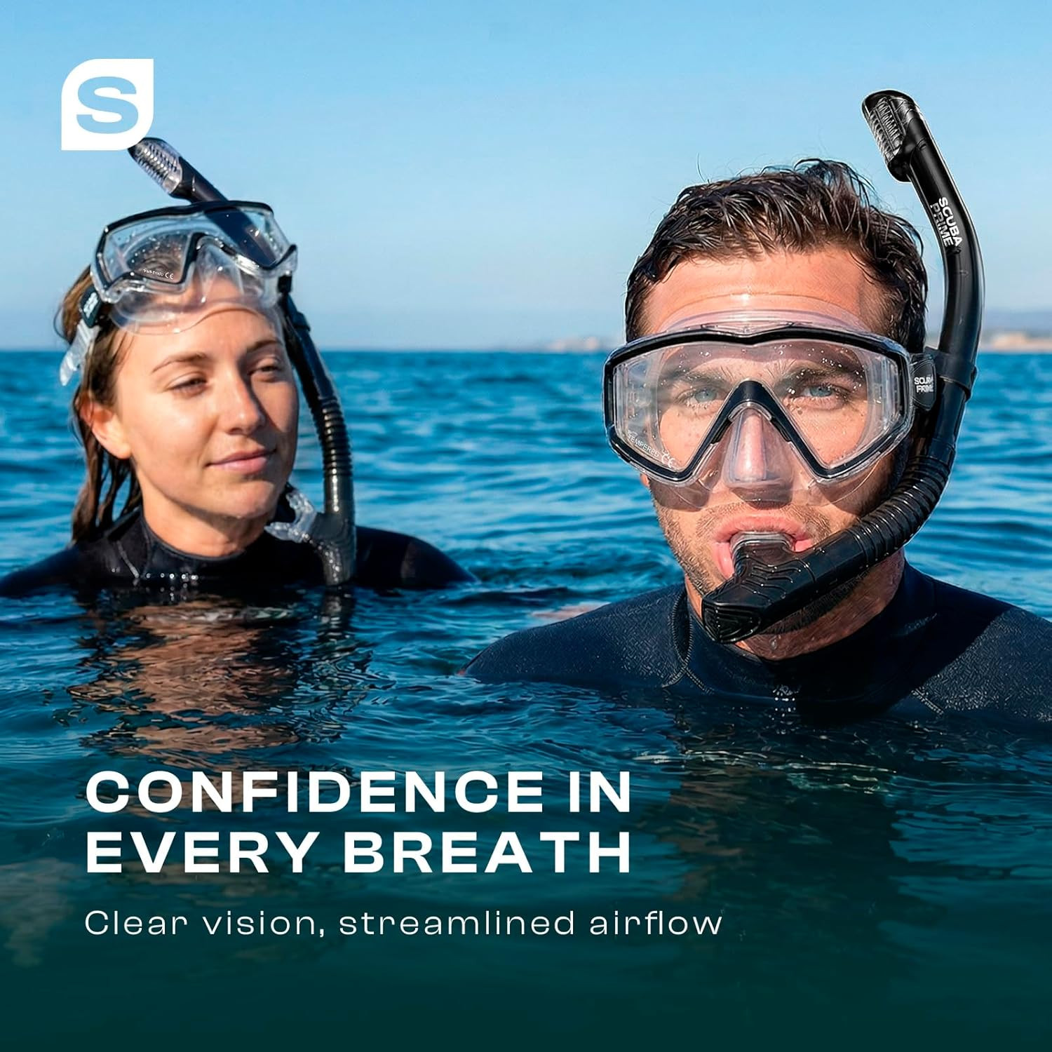 Pano 3 180° Panoramic Dive Mask, Three-Window Tempered Glass Scuba Mask with Dry
