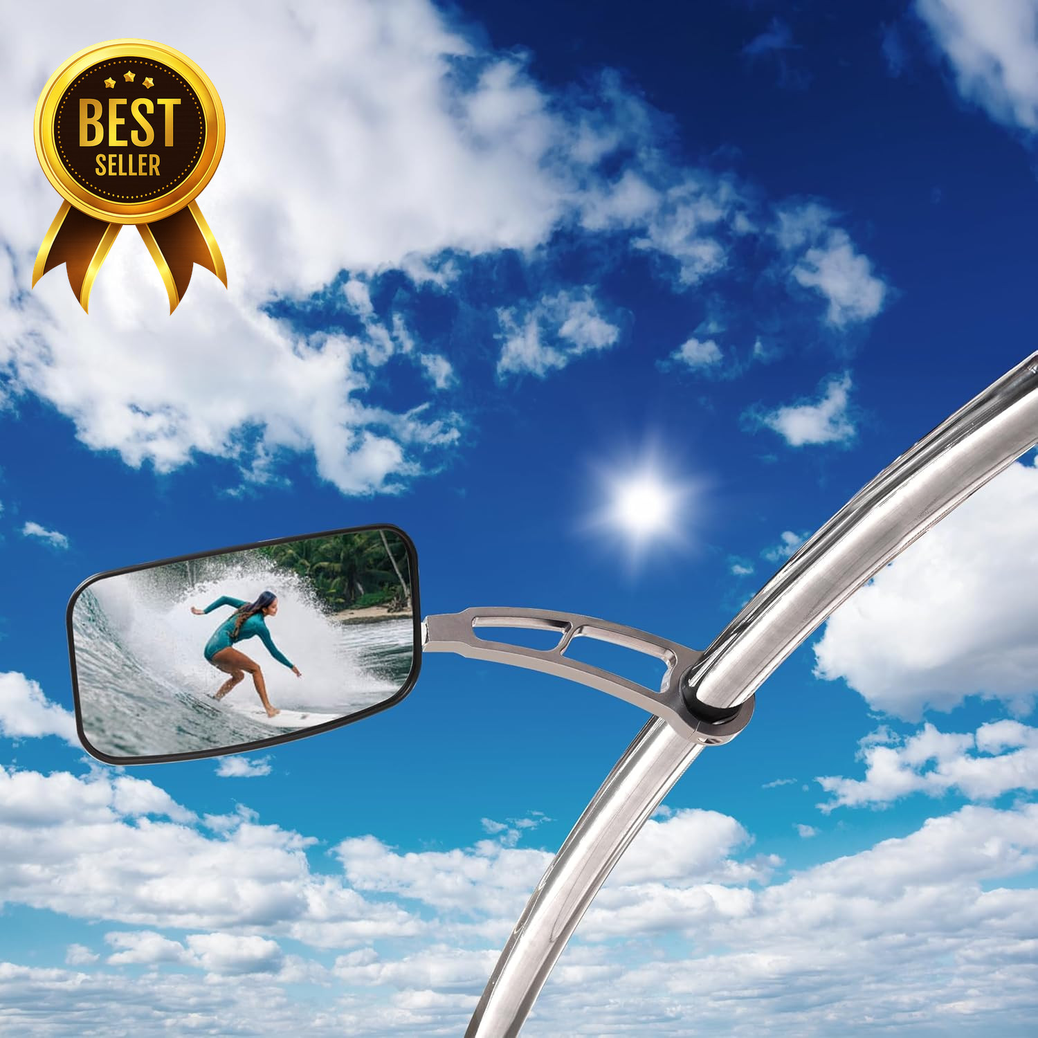 Wakeboard Tower Mirror Chrome 7×13 Convex 360 Arm 2.5in Tube Universal