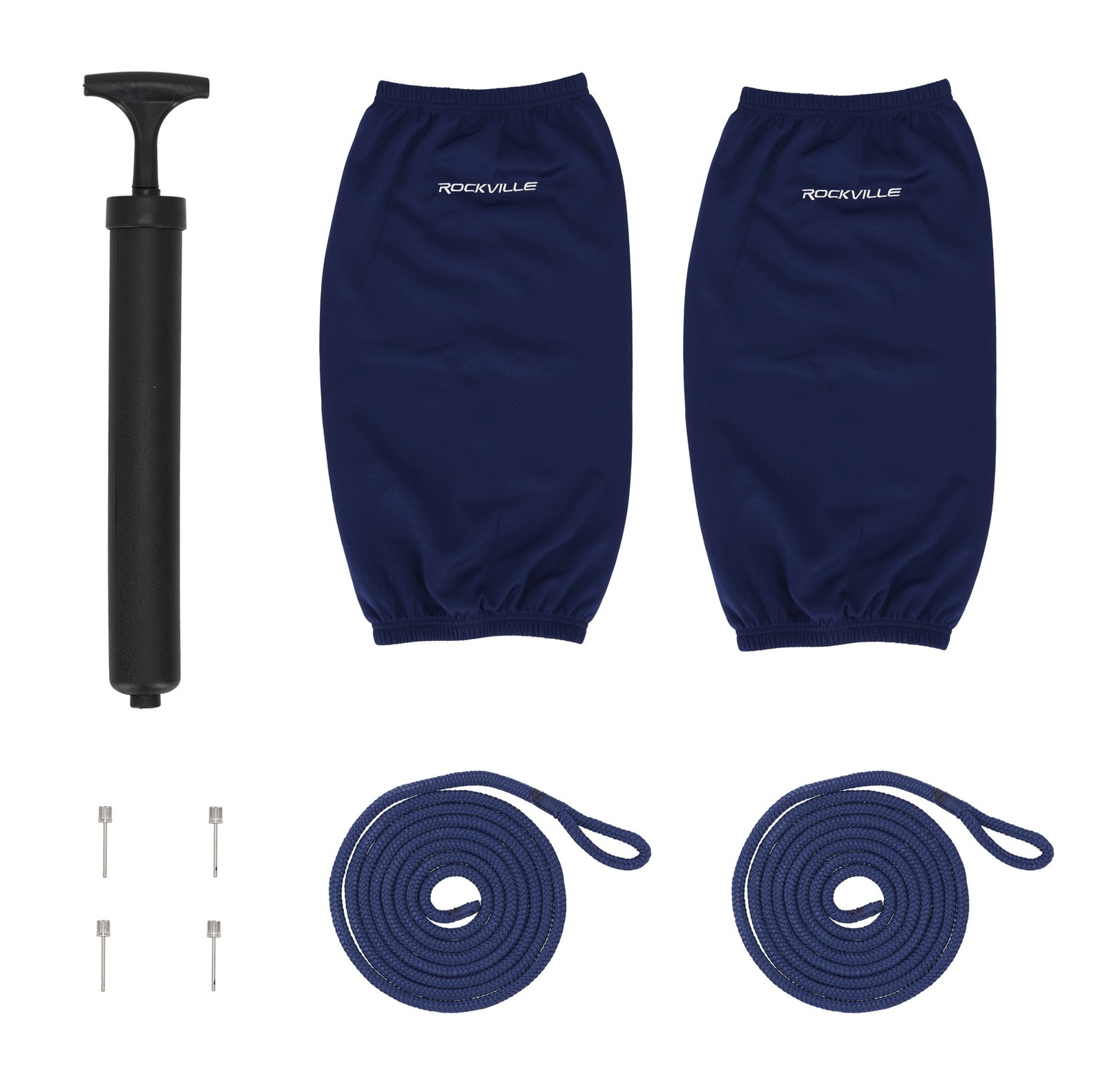 Rockville FEN285-NAVY BLUE 8.5″ Boat Fender Package 2 Bumpers, 2 Covers, 2 Lines