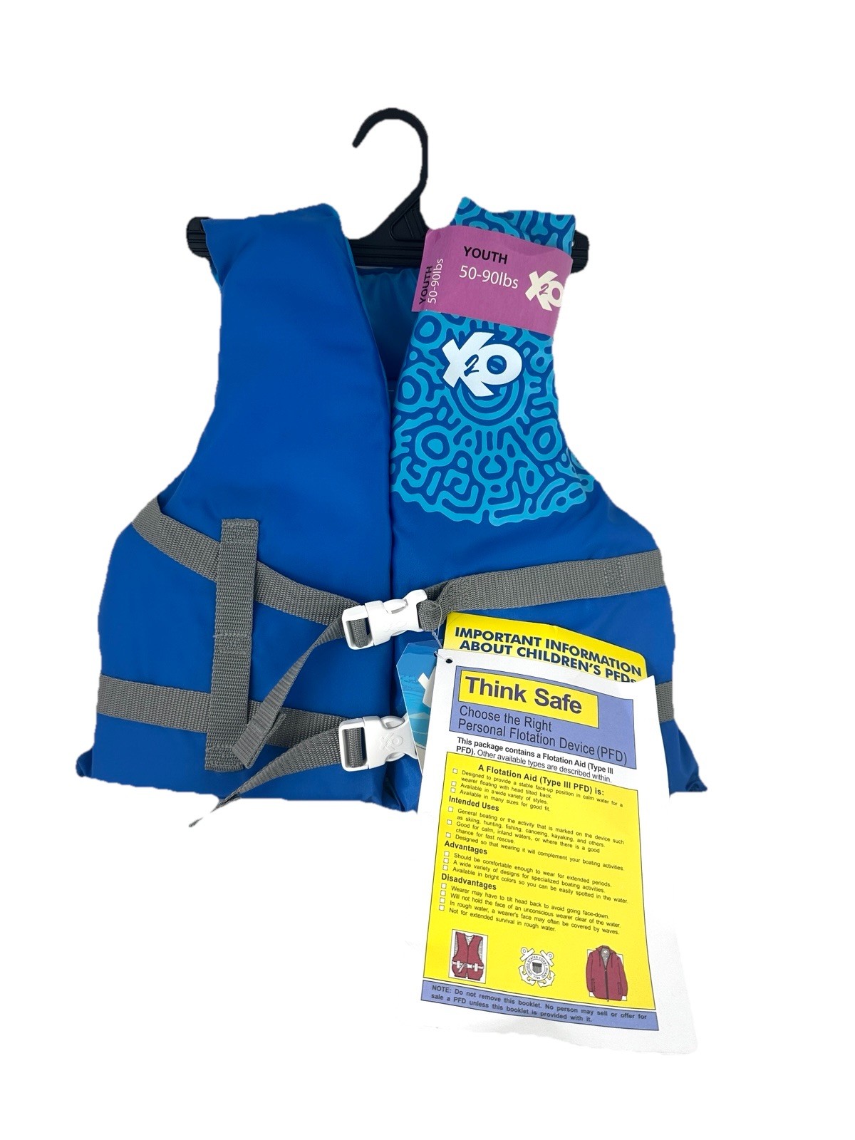 New X2O Life Jacket Universal Youth Life Vest (50 – 90 Pounds) 710 Blue Ocean