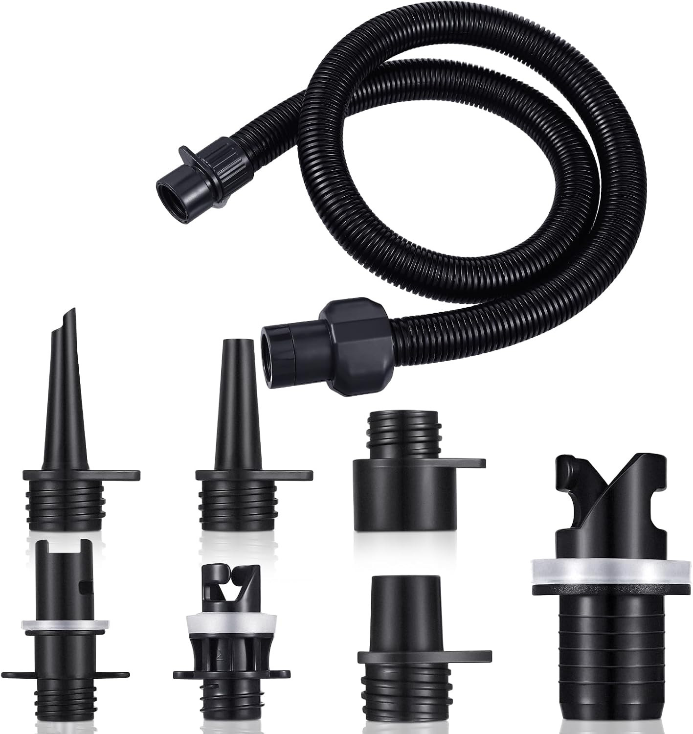 Therwen 8 Pcs Air Hose Kit Includes Air Pump Hose 7 Nozzles Adaptor Stand up Pad