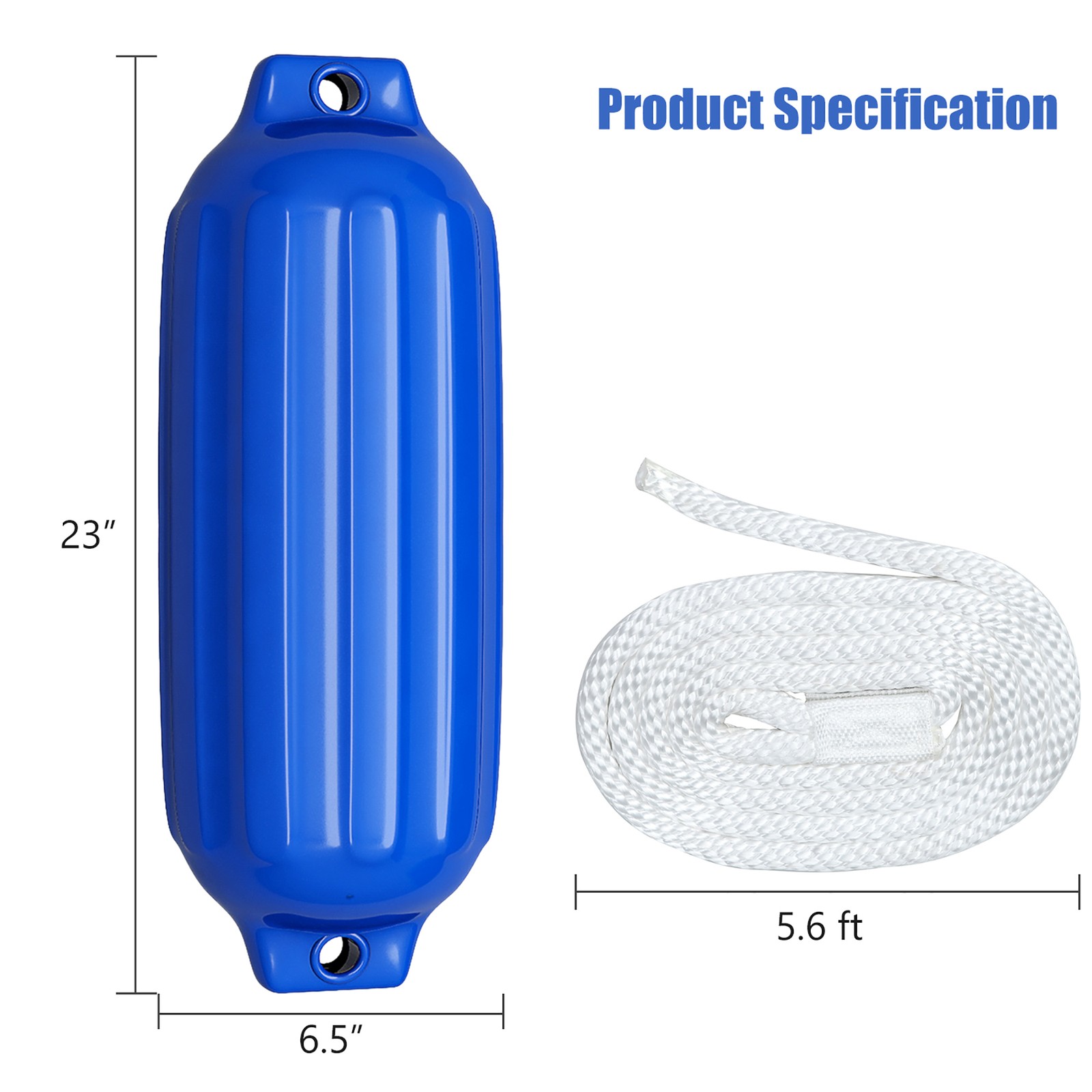 Pack of 4 23″ Boat Fenders Marine Bumper Hand Inflatable Blue