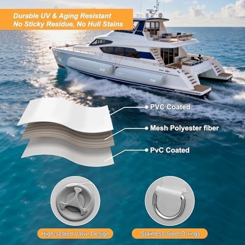 Boat Fenders for Docking, Full Protection Boat Bumpers for Docking with 2 Rop…