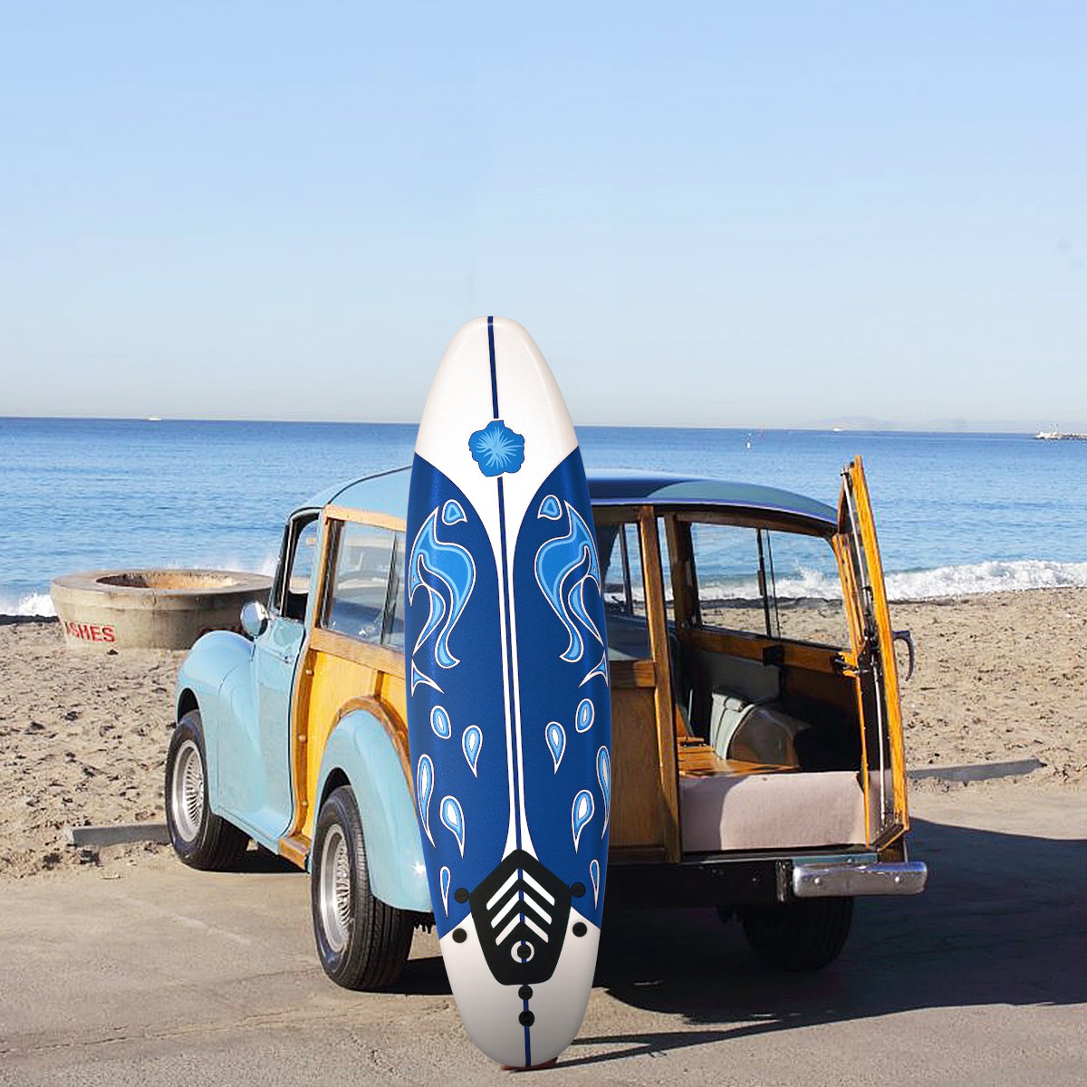 6ft Surfboard Stand Up Surfing Paddle Board SUP Ocean Beach Kid Adult White