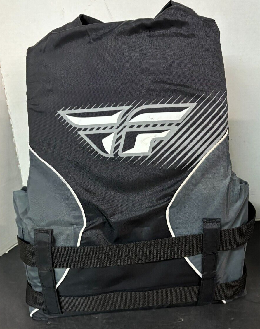NEW FLY RACING NYLON LIFEJACKET Black/Gray Sz Small/Med 32-40″