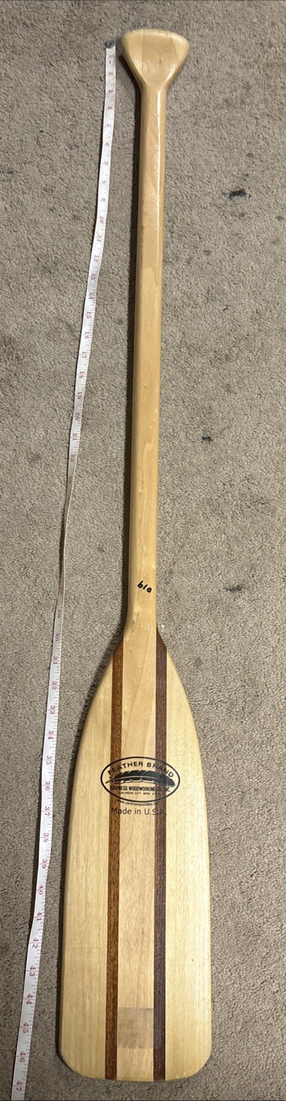 Vintage Feather Brand Canoe Paddle 46.5” Wood Caviness Woodworking Alabama USA
