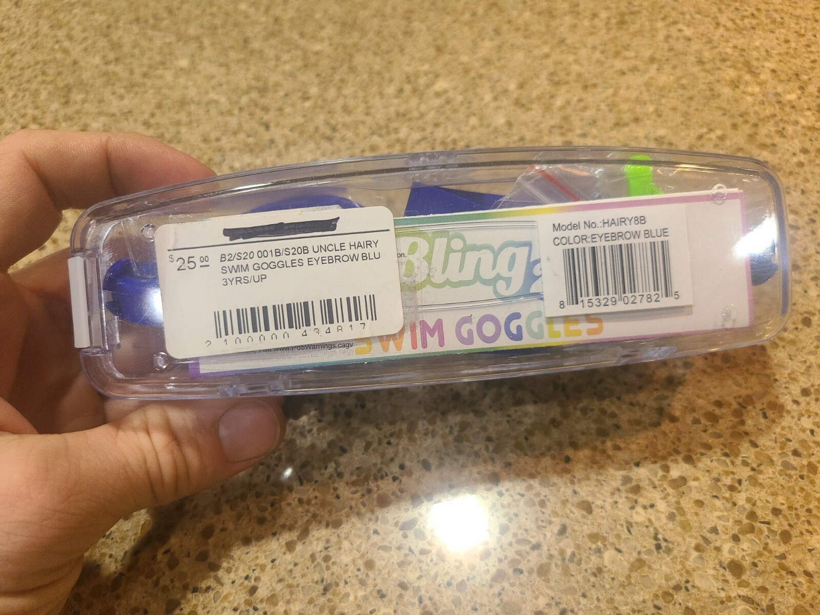 Bling2O Kids Anti-Fog Swim Goggles w/ Eyebrow Blue/Black NIB Factory Sealed