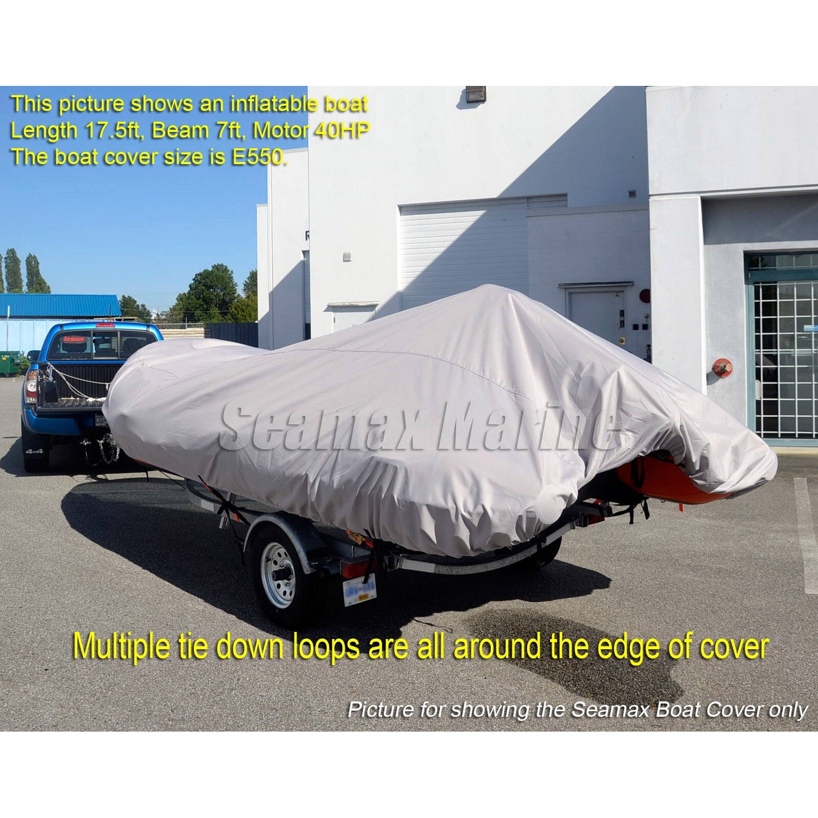 Seamax Inflatable Boat Cover, A Series for Beam 4.3-4.6ft, Length 6.9-8.7ft