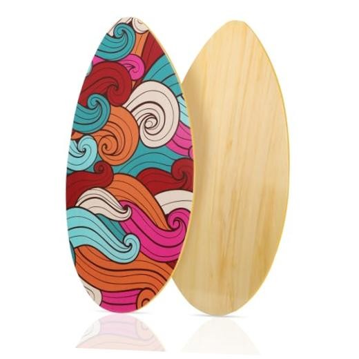 Skimboard 35 Inch Skim Boards for Beach Adults ＆ Kids, High Gloss Coat cloud