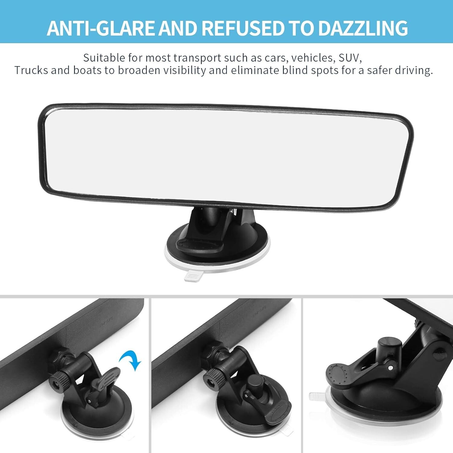 Boat Rear View Mirror Marine Nautical Safety Water Ski Boat Mirror Dashboard New