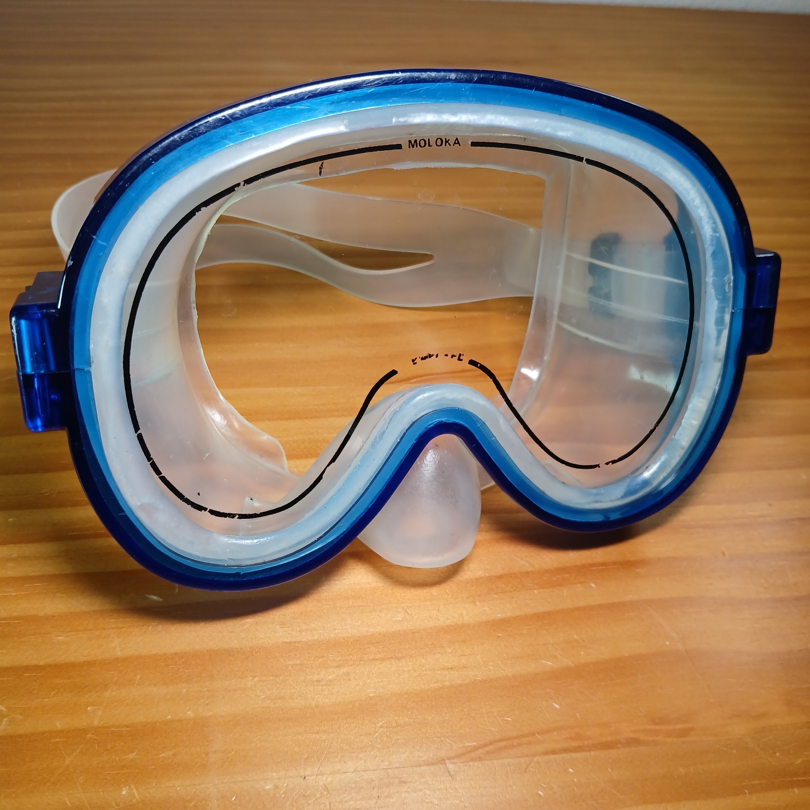 Deep See VTG Dive Mask Tempered Glass Silicone Goggles Snorkle Molokai Blue
