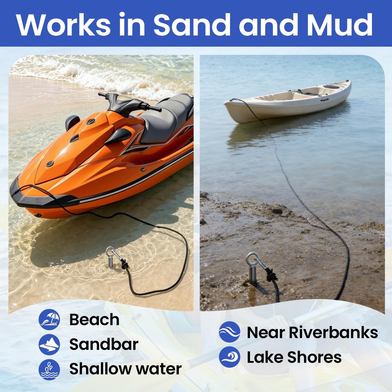 31″ Boat Sand Anchor, 316 Stainless Steel Screw-in Shallow Water Anchor