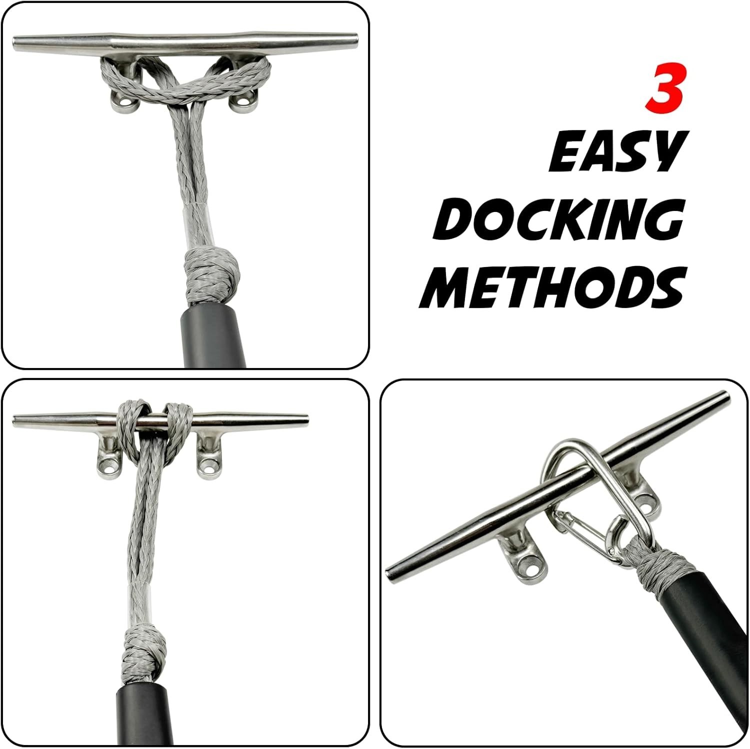 Cuerda De Remolque Para Barcos Con Conector Rápido De Acero Inoxidable 2PCSx 4FT