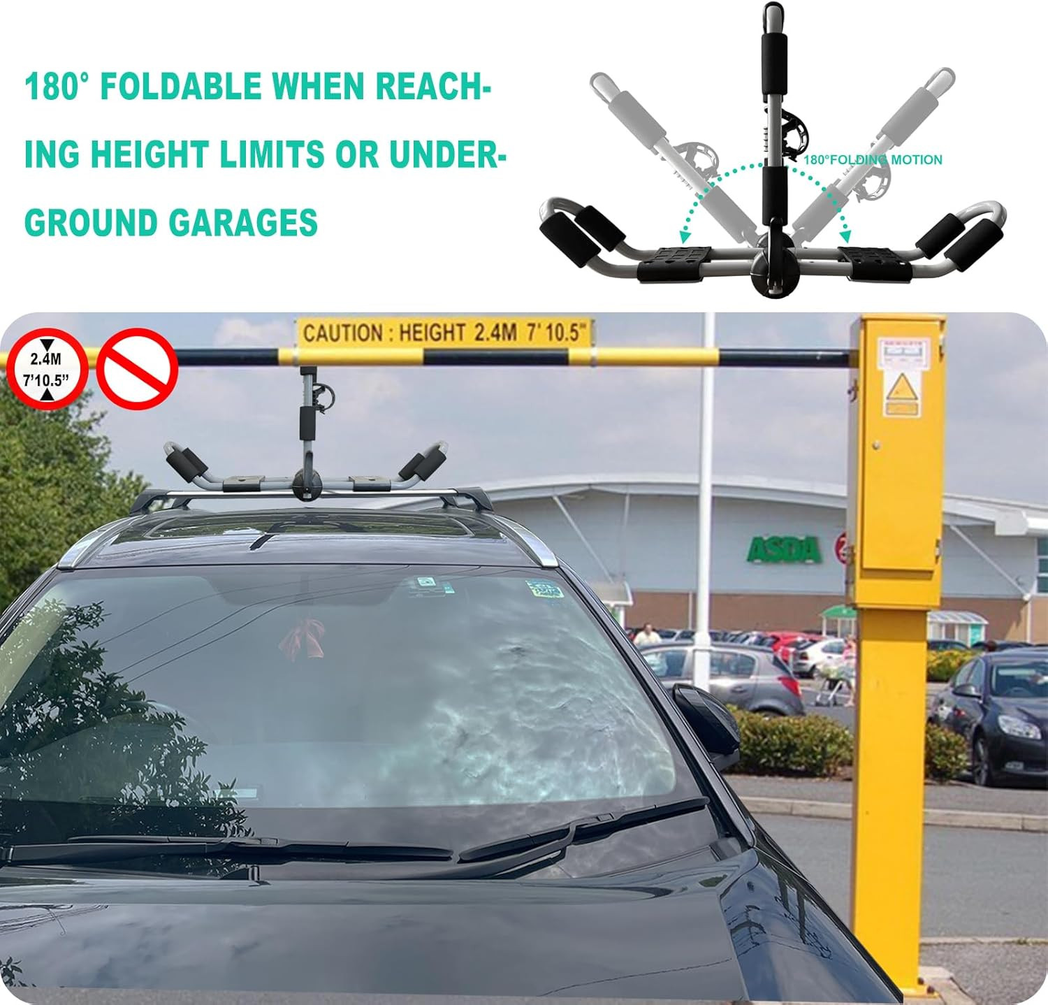 Kayak Roof Rack 4-In-1 Folding Adjustable Bilateral J-Shaped Roof Rack for Kayak