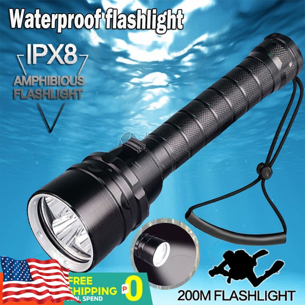 Scuba Diving Flashlight 3000 Lumens Unde Water 100 Meters Waterproof LED US