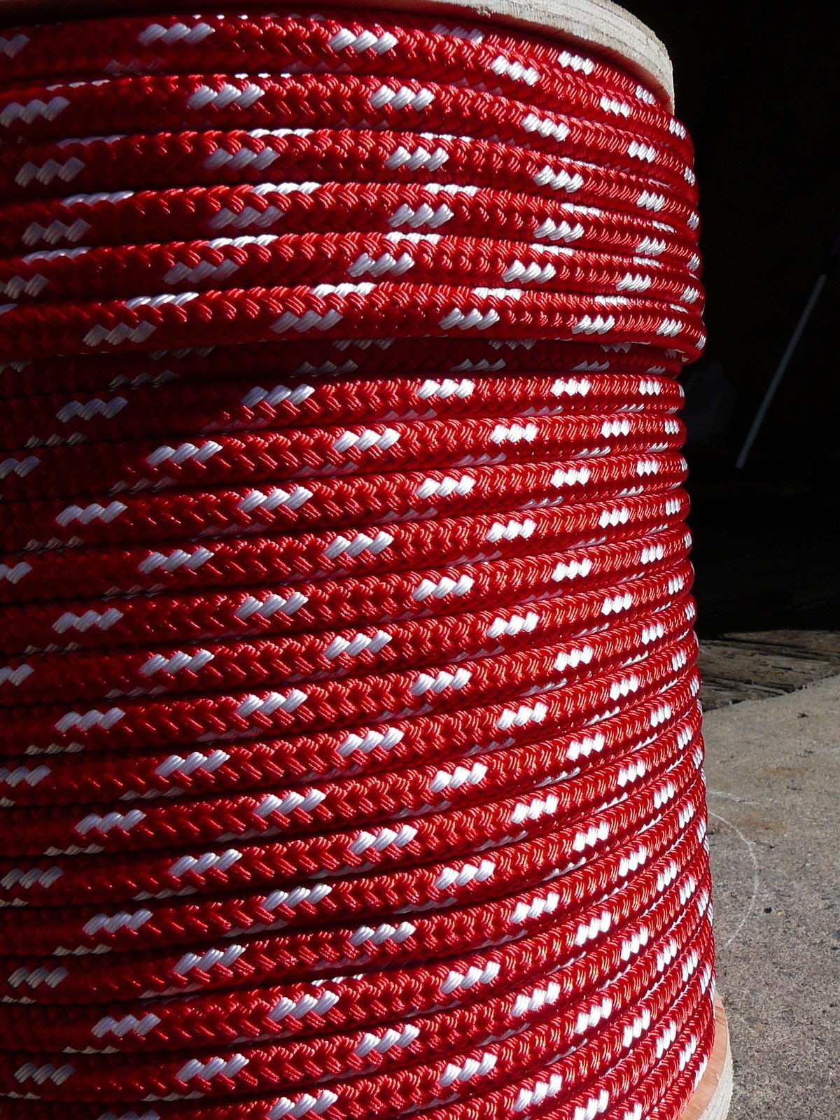 Sailboat Rigging Rope 3/8″ x 50′ Red/White Double Braided Sheet Halyard Line