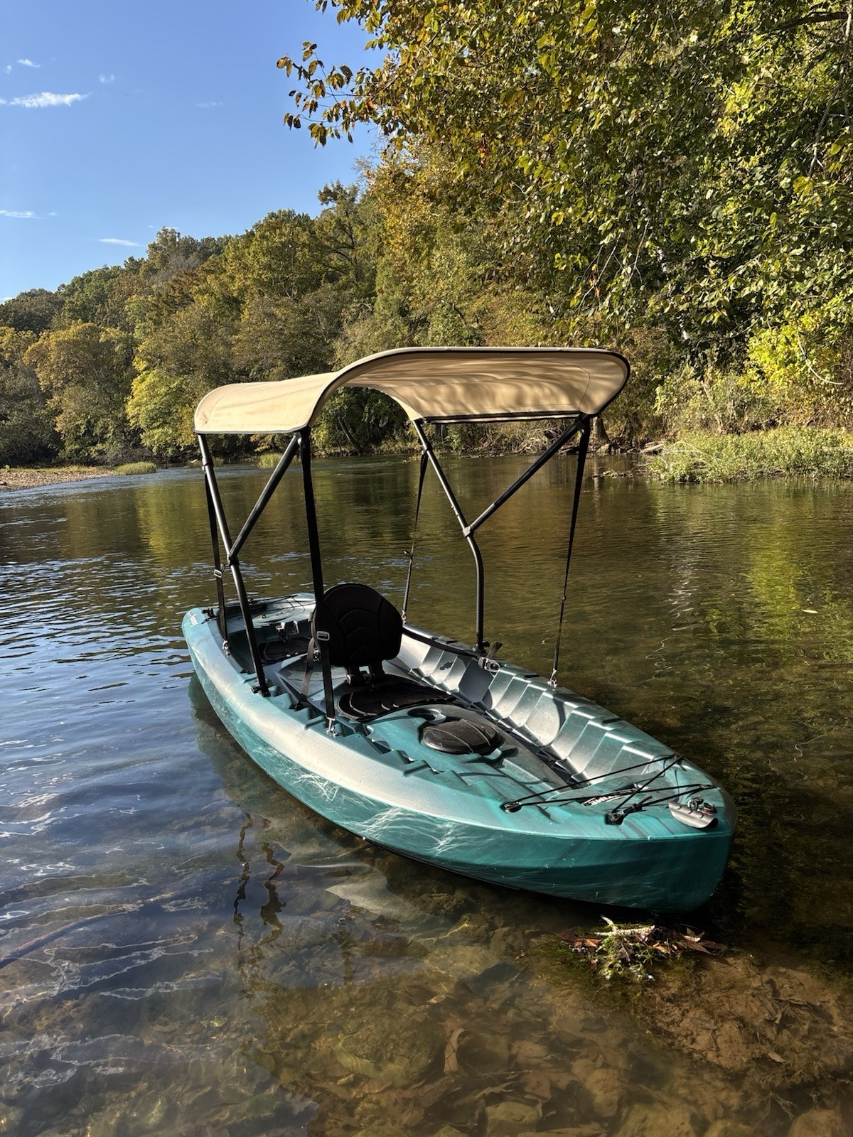 CRO 2’x5′ Canoe/Kayak Sun Shade Bimini Top – Block from Rain/Sun – Black Frame