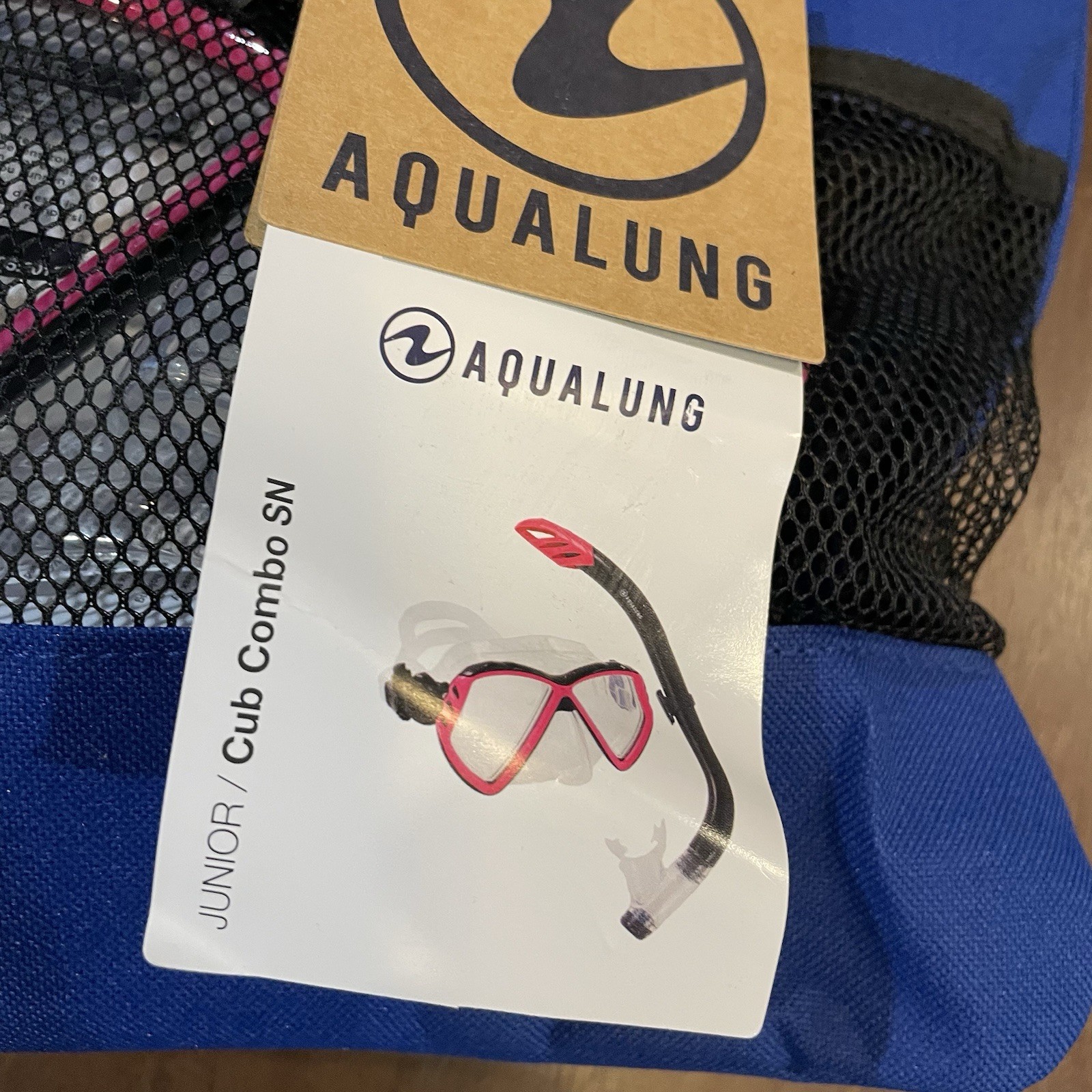 Aqualung Junior Cub Combo SN Mask Snorkel Set Pink Black White Made In Thailand