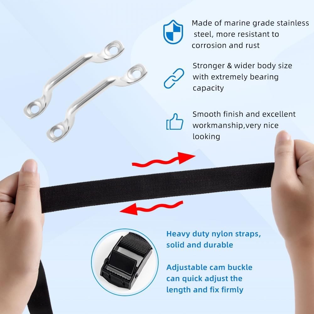 1″ x 4ft Battery Tie Down Straps for Boats,Battery Hold with 2 PCS-Black