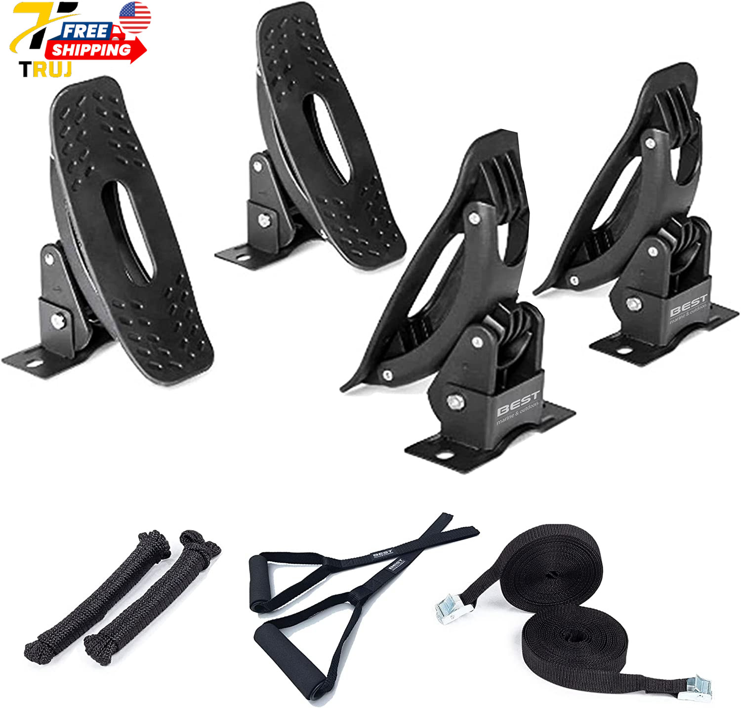 Universal Kayak Roof Rack Saddles for Cars Trucks & SUVs Easy Mounting Black