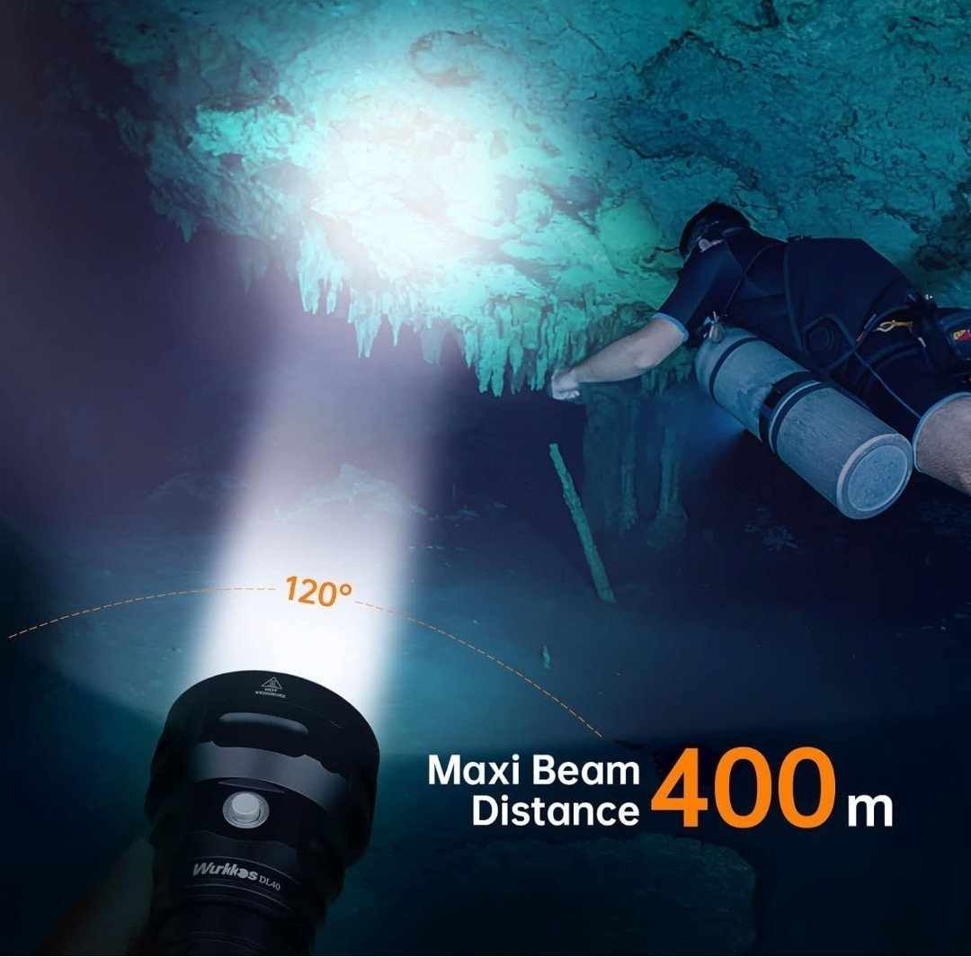 Wurkkos DL40 Diving Flashlight, Bright Max 5000 Lumen Scuba Dive Light with 4…