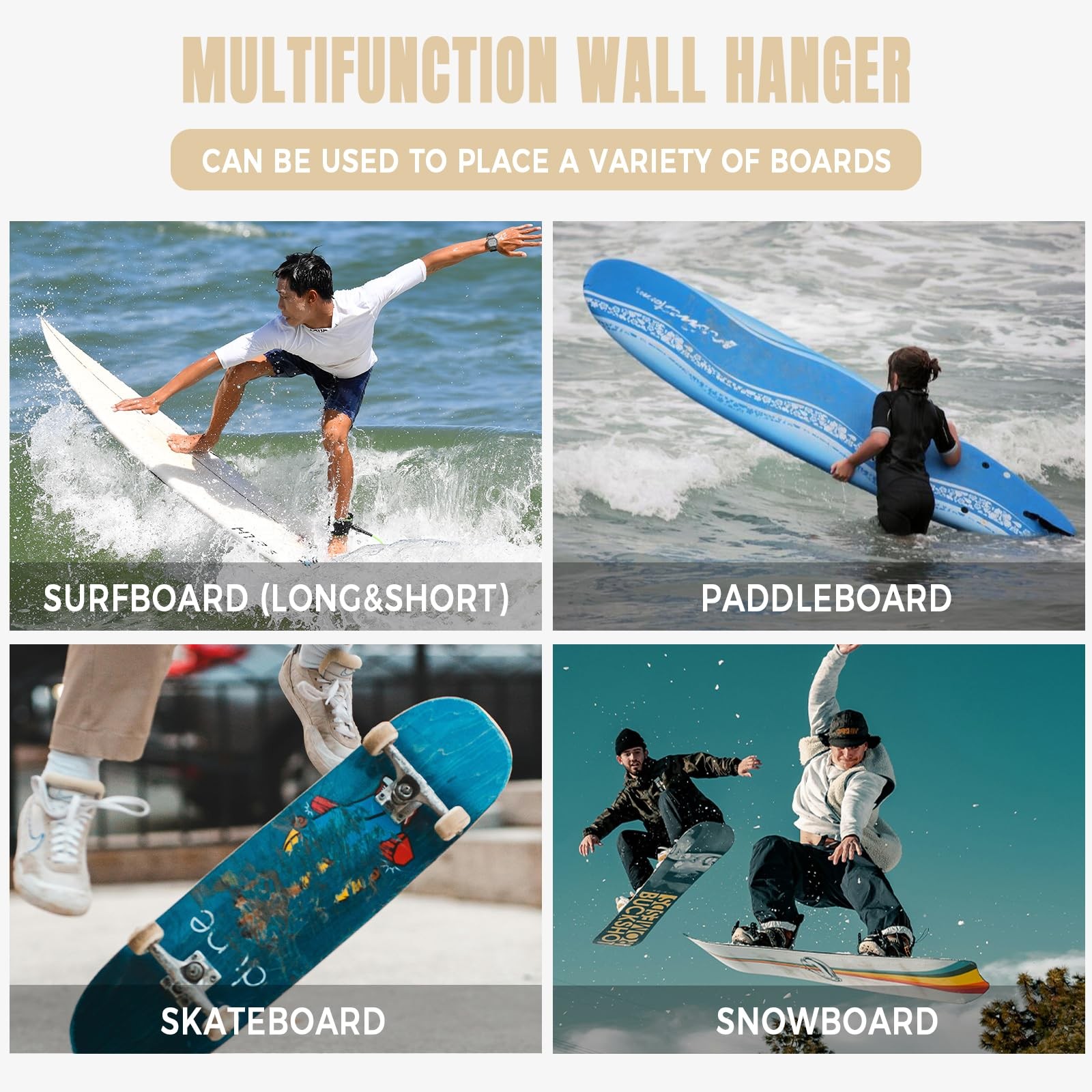 Surfboard Wall Mount Wooden Surf Board Wall Racks for Storage and Display You…