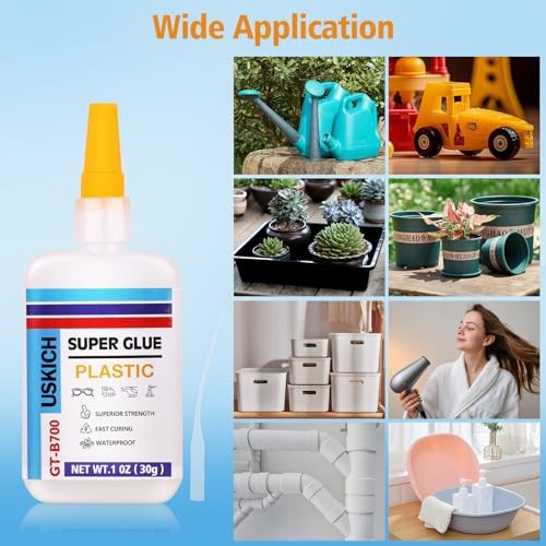 Super Glue for Plastic with Anti Clog Cap. 6 x 1 fl oz,Plastic Plastic-Glue