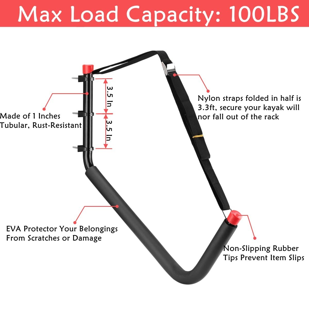 Heavy Duty Kayak Storage Racks, Wall Mount Hooks for SUP, Paddle Boards & Surfbo