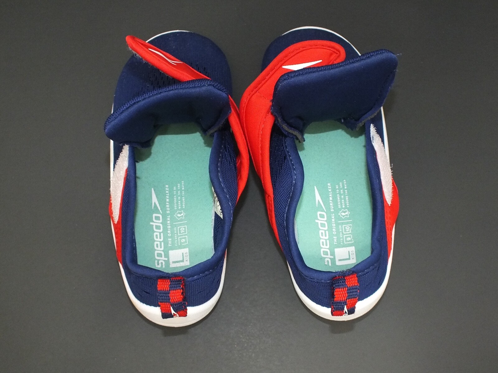 Speedo Toddler’s Explorer Water Shoes Blue/Red/White Sz Large EUC