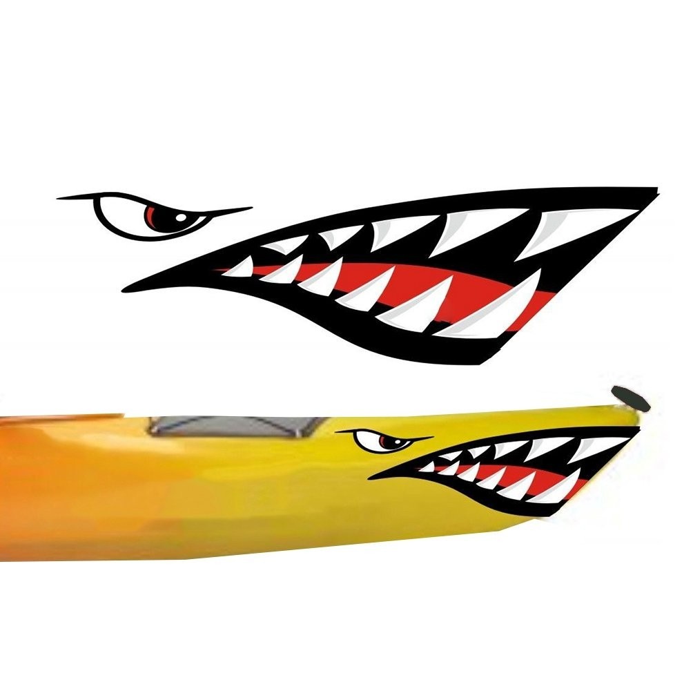 Waterproof Shark Teeth Decals for Kayaks & Boats – Fishing Accessories (Pack of