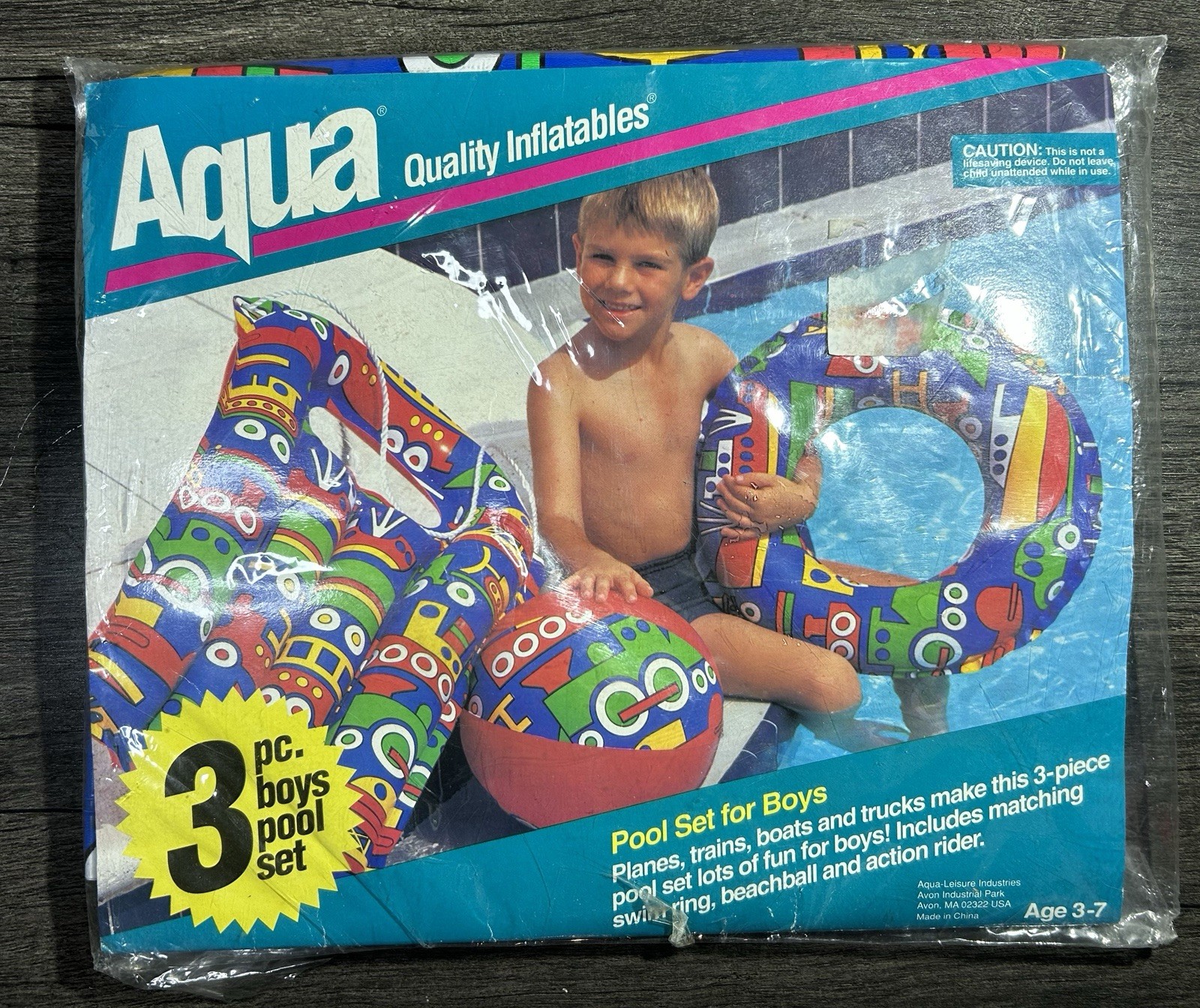 Vintage 1994 Aqua Quality Inflatables 3 Piece Pool Set For Boys Aqua Leisure 121
