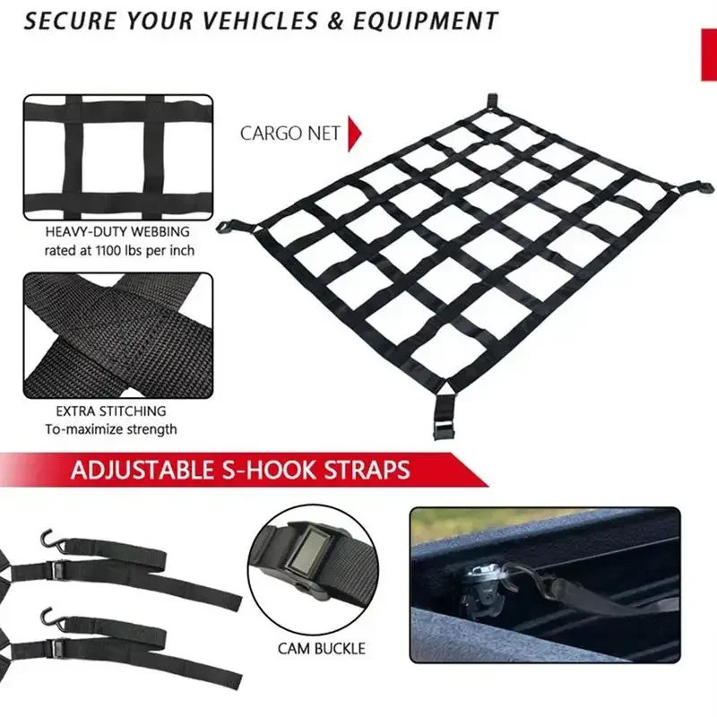 Heavy Duty Roof Rack Cargo Net PVC Webbing Truck Pickup SUV Van Cargo Safetyweb
