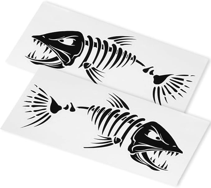 Mesinurs 11 W X 38 L Large Size Boat Skeleton Fish Decals – Marine Shark Bone