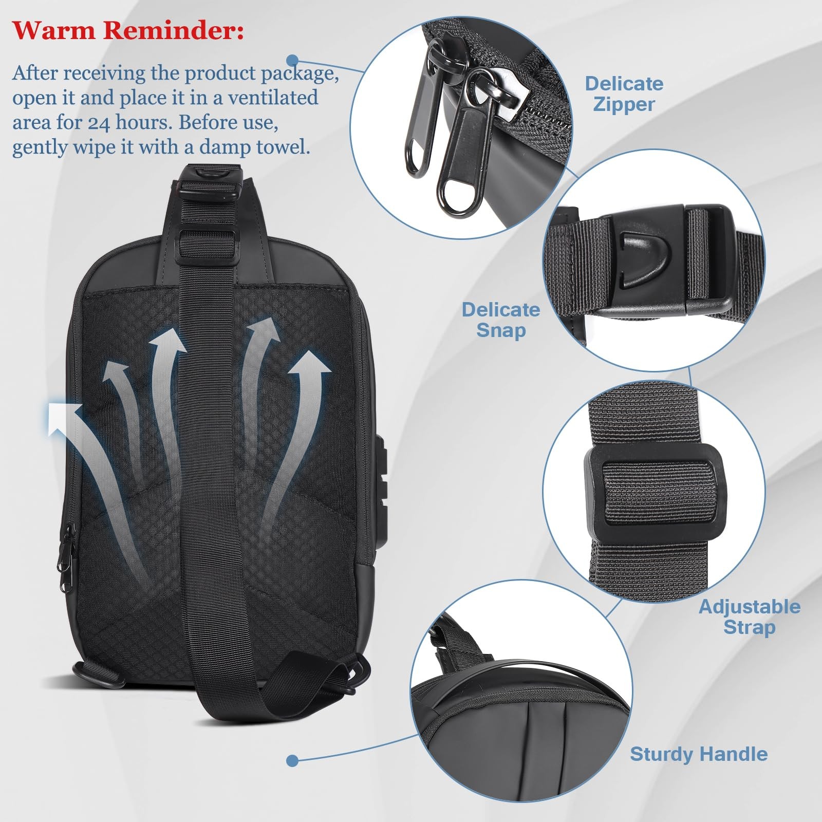 Geestock Anti-Theft Crossbody Sling Bag for 12.2 x 7.87 x 2.36 inches, Black