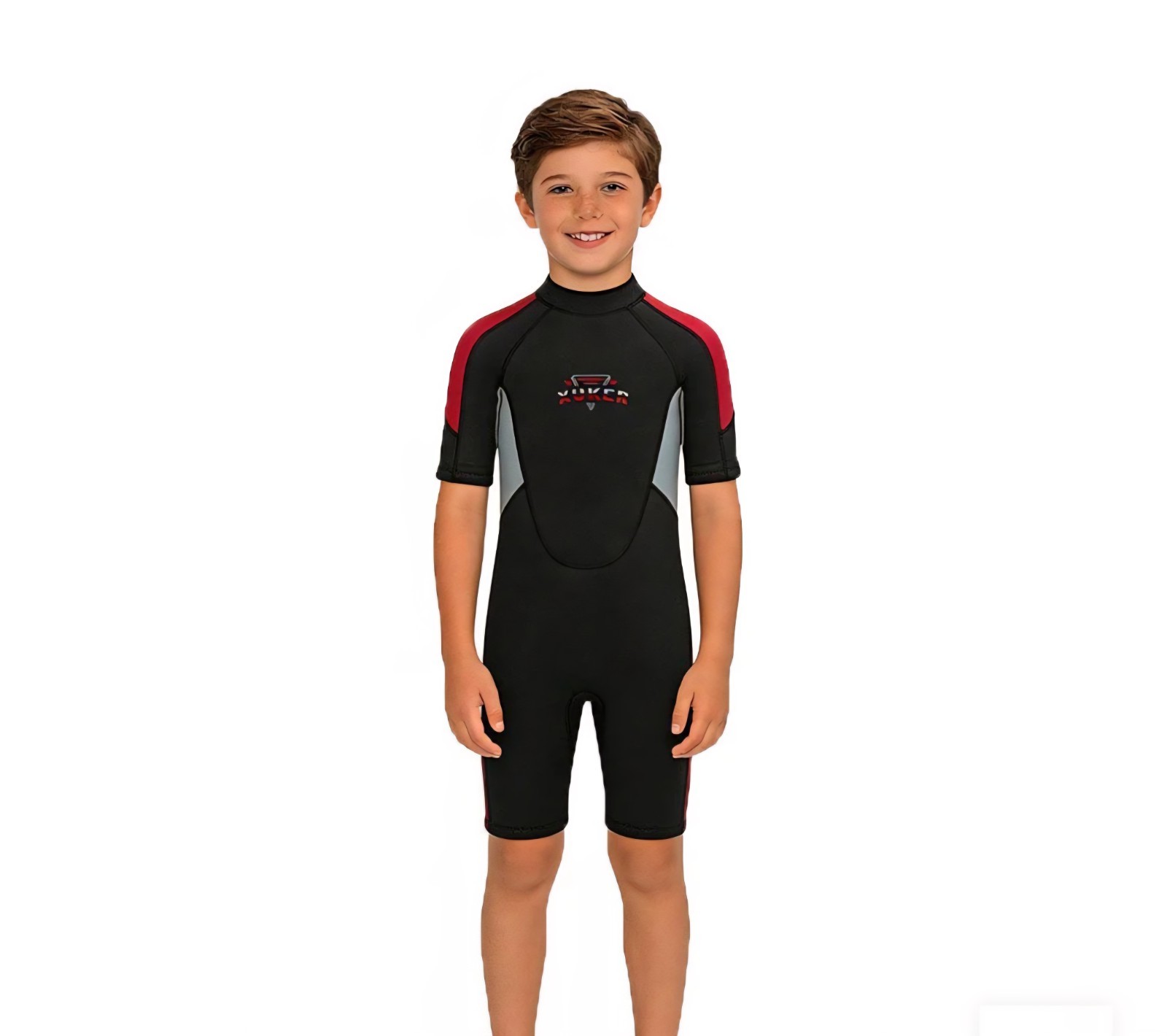 Xuker Boys 3mm Shorty Wetsuit Size 4 Red/black/gray NWOT Free Shipping