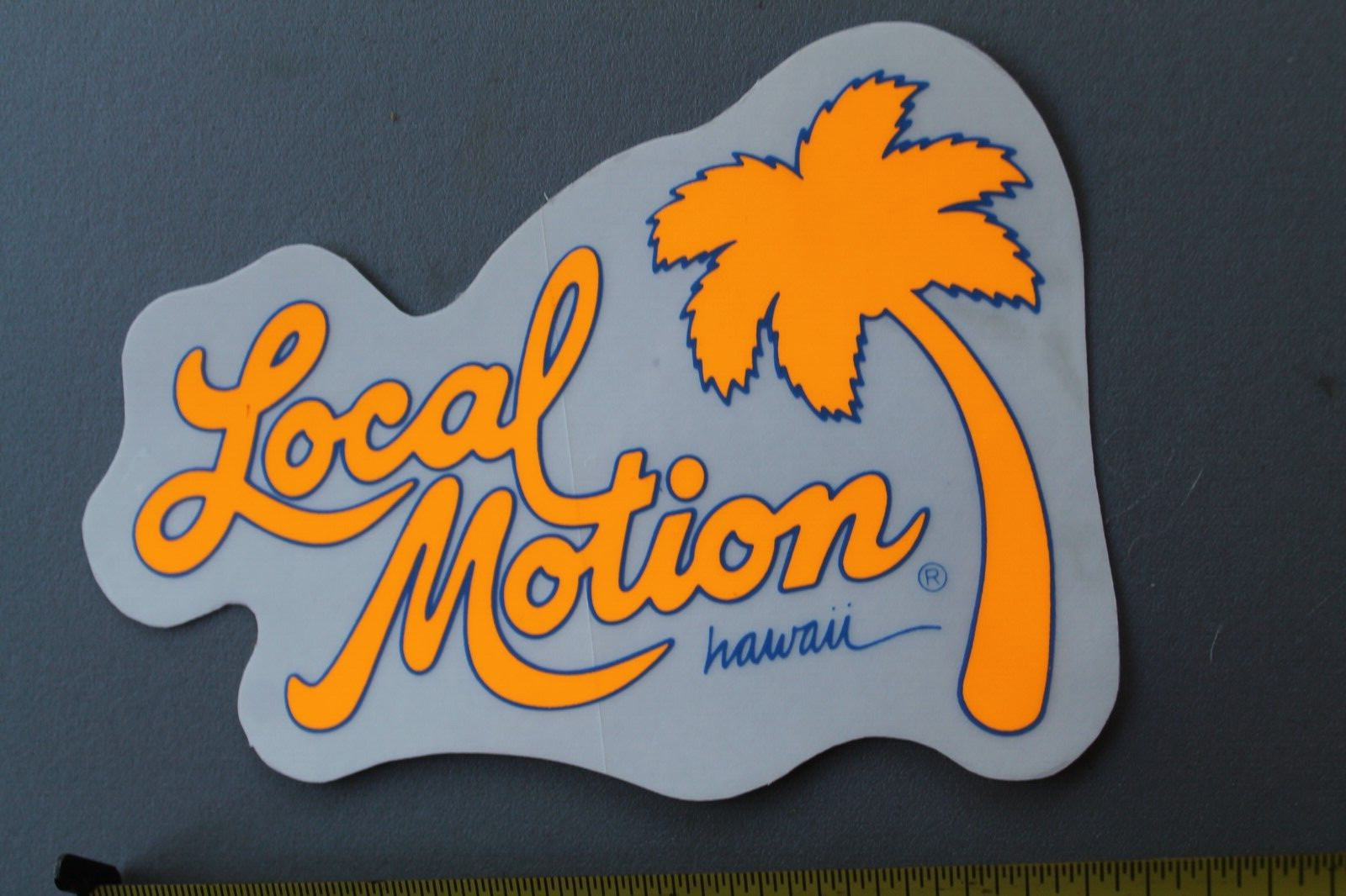 LOCAL MOTION Hawaii Surfboard Clear Neon Orange LM3 80’s Vintage Surfing STICKER