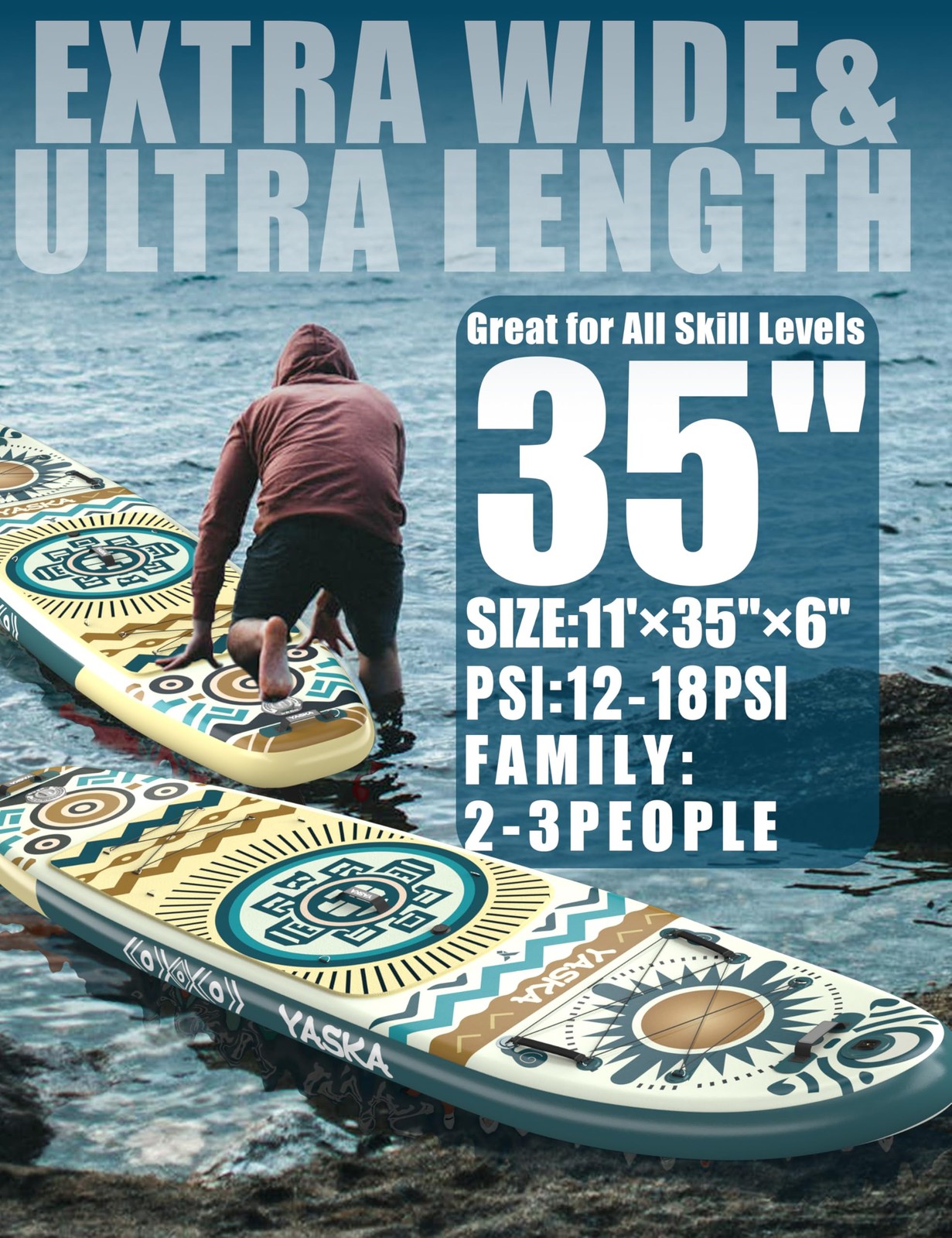 Inflatable Stand up Paddle Board 11ft with Premium SUP Accessories,Extra Wide…