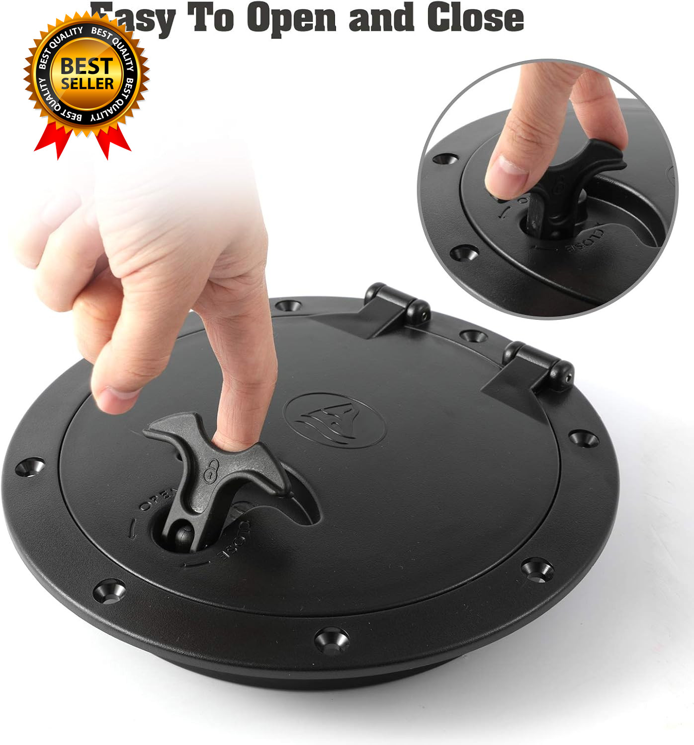 2 PCS 6” Black Deck Plate Kit Deck Hatch with Storage Bag for Fishing Kayak