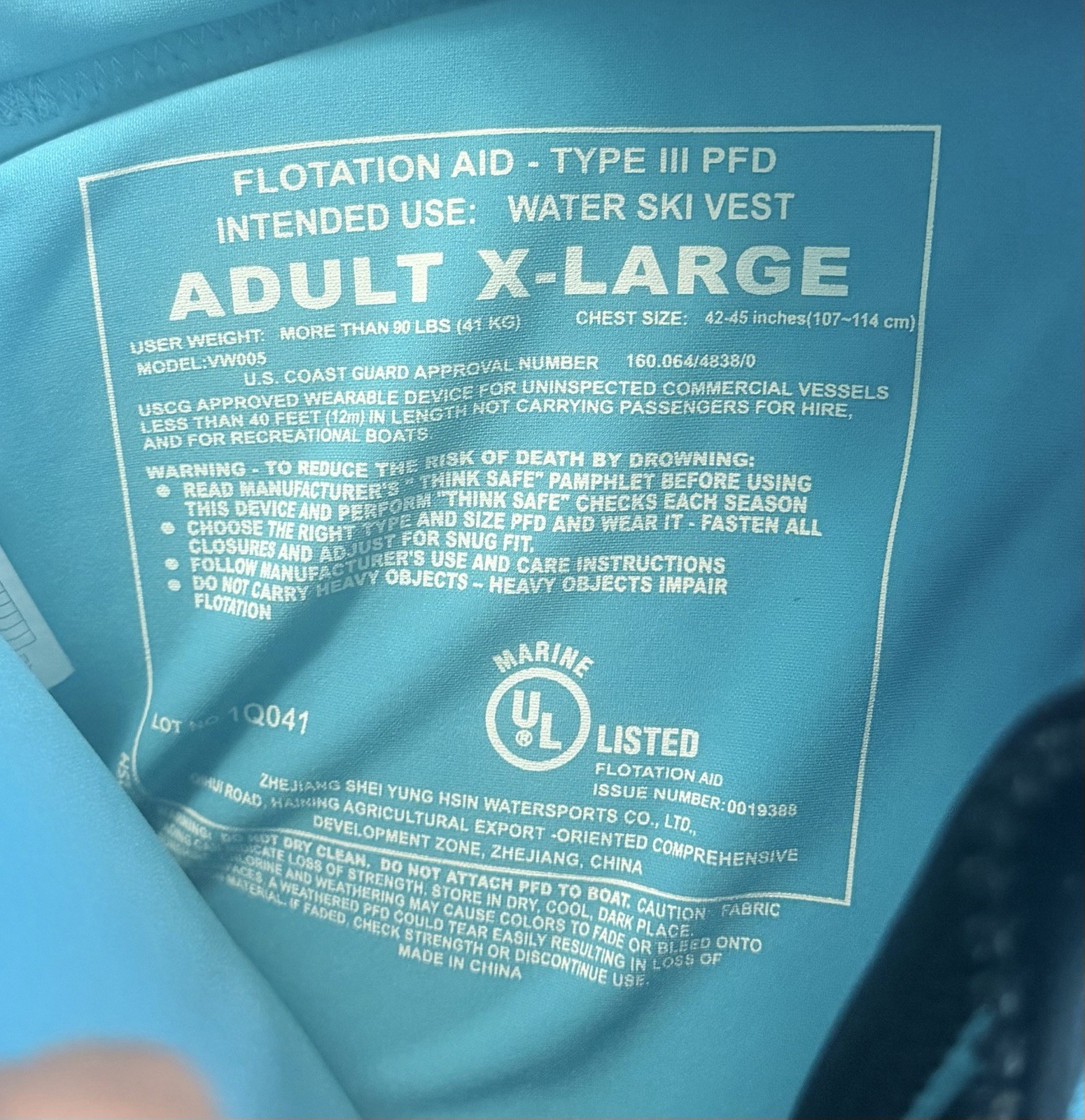 O’Neill Concealed Belt System Adult Life Jacket Size XL Color Blue w/ Purple
