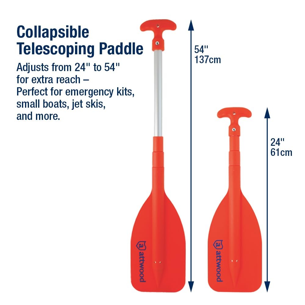 Attwood 24-inch to 54-inch Emergency Telescoping Paddle for 24″-54″, Orange