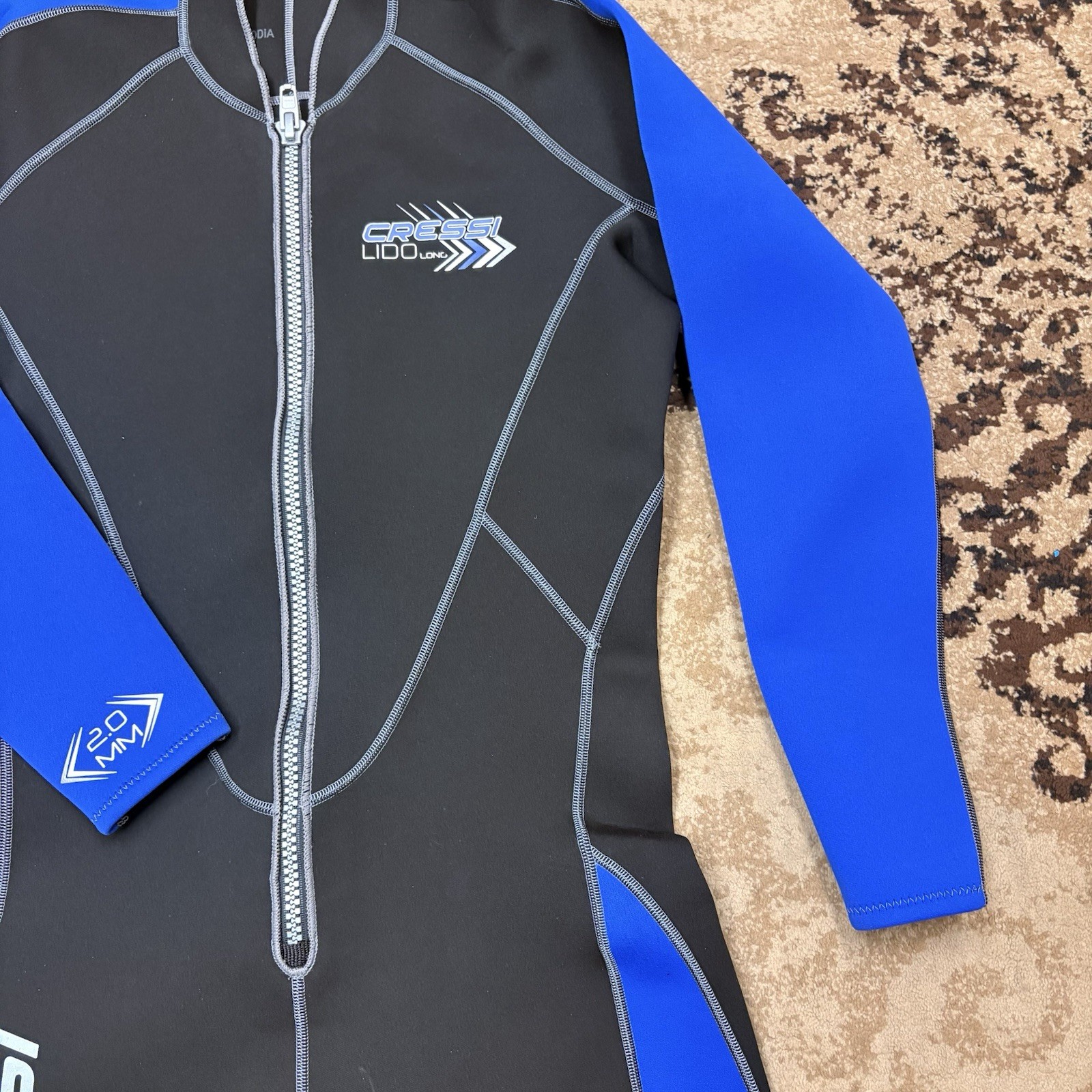 Cressi Mens Wetsuit Full Lido Long Blue Black 2.0mm Steamer