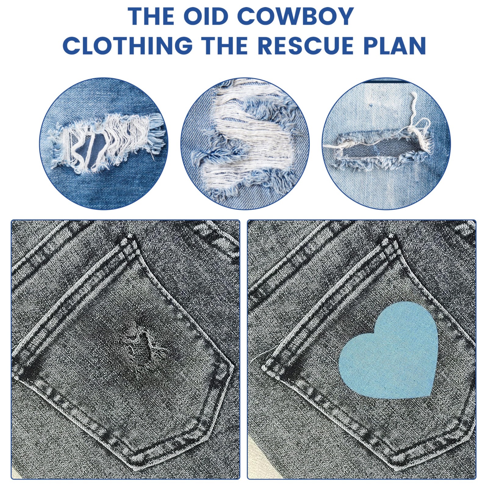 Denim Patches for Inside Jeans – Iron On 4 in x 60 (1 Pack), Black