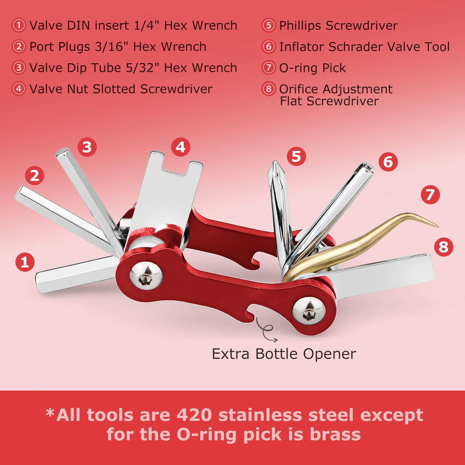 Scuba Tools Kit, 8-in-1 Folding Stainless Steel Diving Multi-Tool Repairing S…