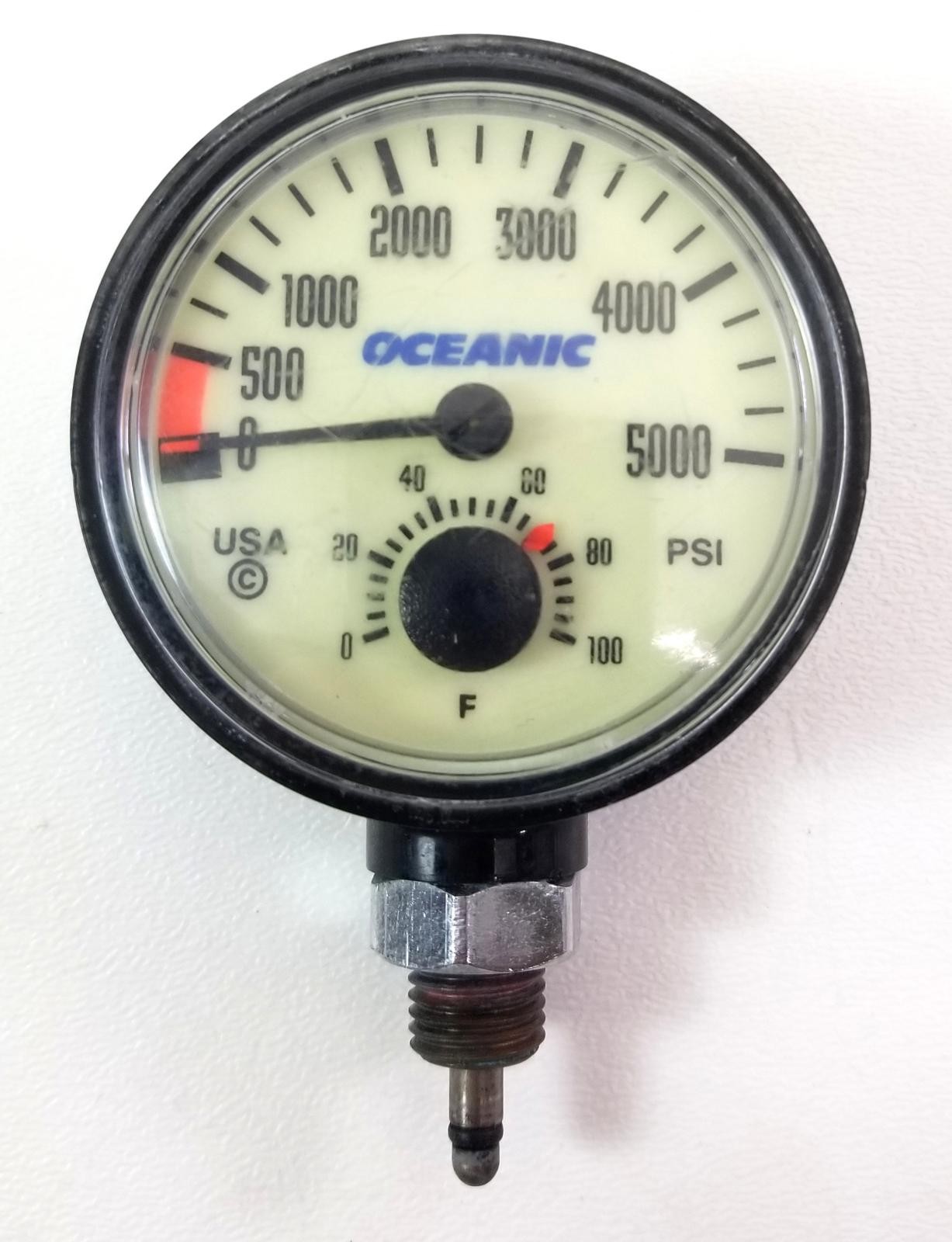 Oceanic 5000 PSI SPG Submersible Pressure Gauge + Thermometer 5,000 Scuba #5726