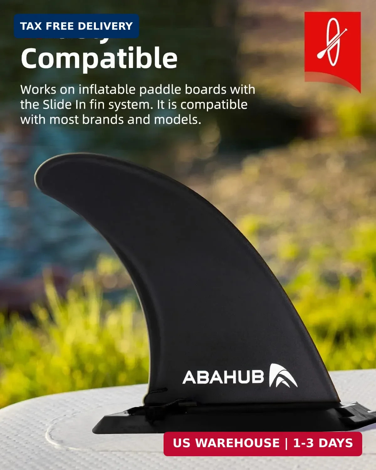 Abahub 9/10” SUP Single Center Fin with 1 Fin Screw, Fiberglass Reinforeced 9/1