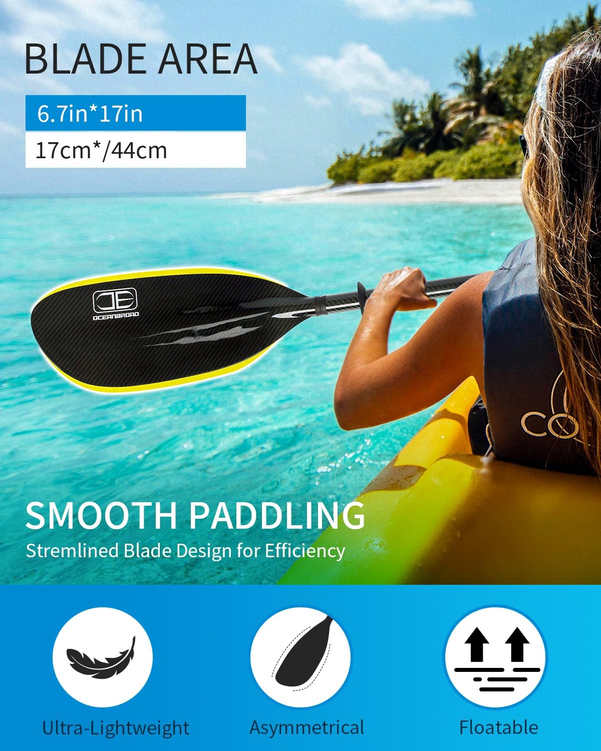 Full Carbon Fiber Adjustable Kayak Paddle, 86in-90.5in/220cm-230cm, 2-Piece, …