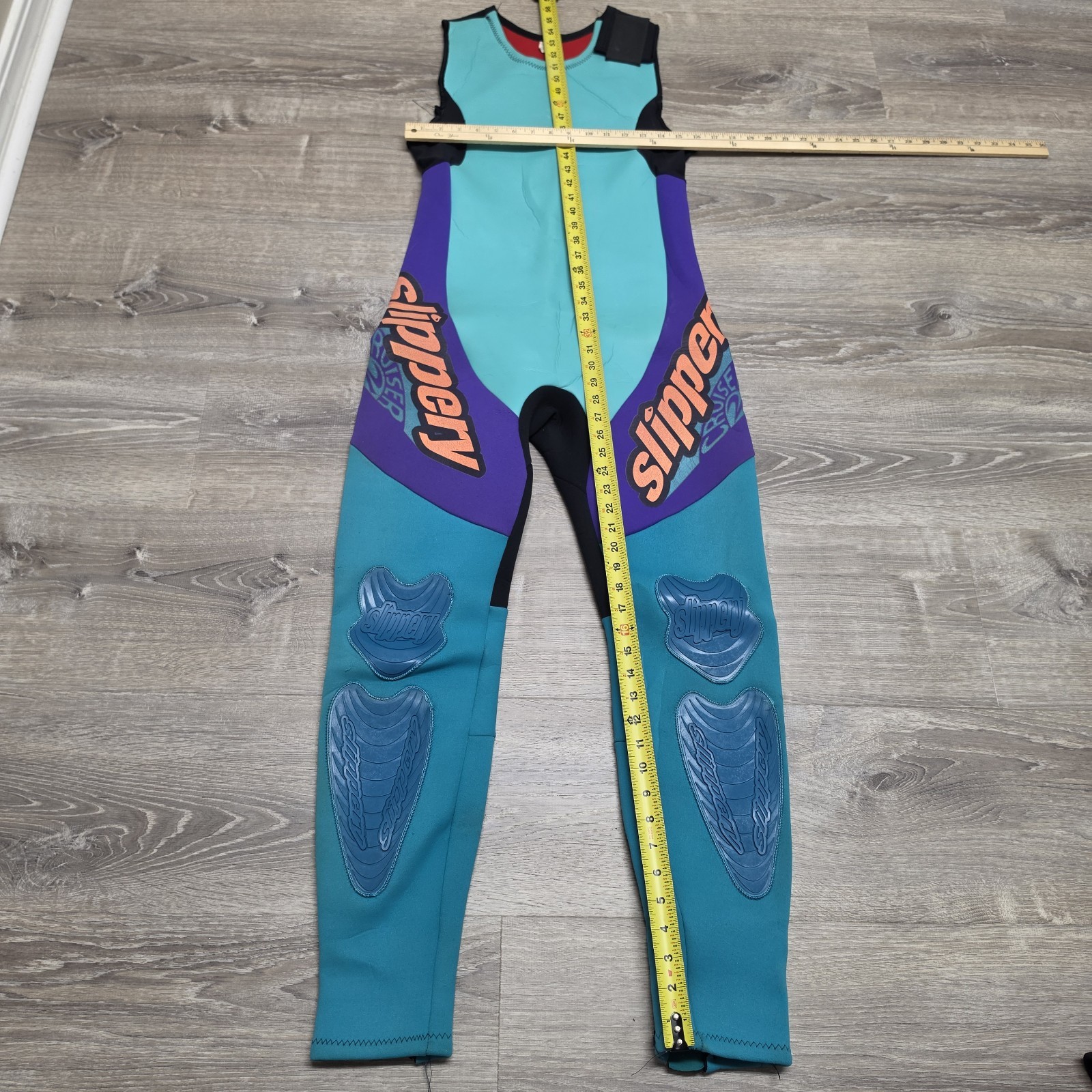 Vintage Slippery USA 2 Piece Wetsuit Set Jacket Farmer John Teal Purple Youth XL