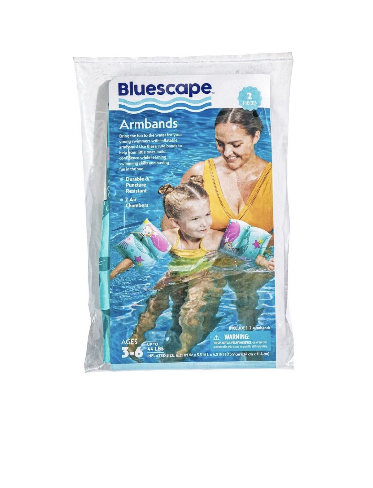 Inflatable Arm Bands Training Aid 3-6 Toddler Swim floaties girl mermaid Pool