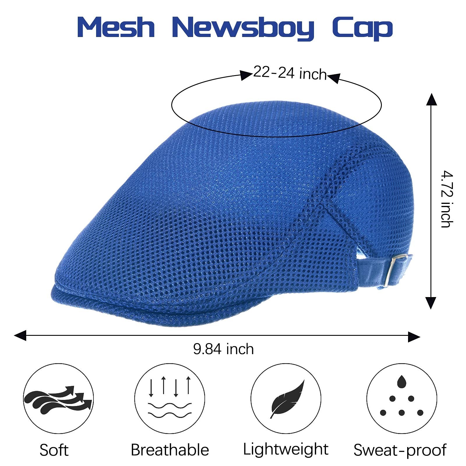 Geyoga 3 Pieces Mesh Newsboy Cap Mesh Breathable Summer Cap Adjustable Newsbo…