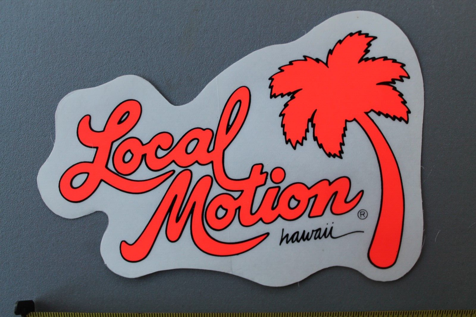 LOCAL MOTION Hawaii Surfboard Clear Neon Orange LM3 80’s Vintage Surfing STICKER